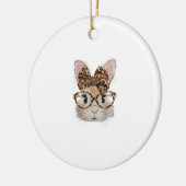 Cute Bunny Rabbit Face Leopard Coquette Bow Glasse セラミックオーナメント (左)