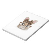 Cute Bunny Rabbit Face Leopard Coquette Bow Glasse ノートパッド (回転)