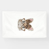 Cute Bunny Rabbit Face Leopard Coquette Bow Glasse 横断幕 (横)