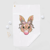 Cute Bunny Rabbit Face Leopard Glasses Girl Happy  ゴルフタオル (インサイチュ)