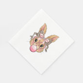 Cute Bunny Rabbit Face Leopard Glasses Girl Happy  スタンダードランチョンナプキン (角)