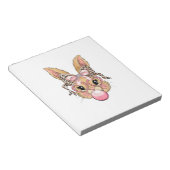 Cute Bunny Rabbit Face Leopard Glasses Girl Happy  ノートパッド (アングル)