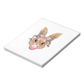 Cute Bunny Rabbit Face Leopard Glasses Girl Happy  ノートパッド (回転)