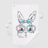 Cute Bunny Rabbit Face Tie Dye Glasses Girl Happy  ゴルフタオル (インサイチュ)
