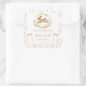 Cute Bunny Rabbit Girl Floral Pink Bow Book Plate スクエアシール (バッグ)