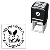 Cute Bunny Rabbit Line Art #3 Library Book Name セルフインキングスタンプ (インサイチュ)