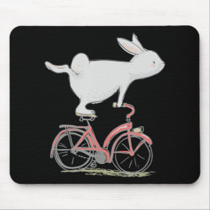 Cute Bunny Rabbit On Bike Cycling Bicycle マウスパッド