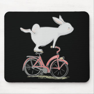 Cute Bunny Rabbit On Bike  Cycling Bicycle マウスパッド