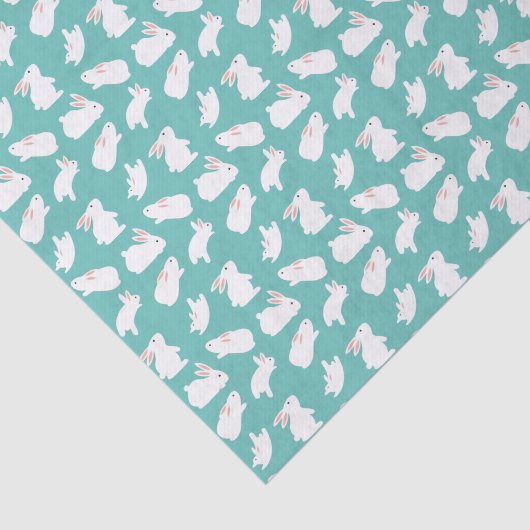 Cute Bunny Rabbit Pattern on Teal 薄葉紙 (詳細)