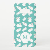 Cute Bunny Rabbit Pattern on Teal Monogram Samsung Galaxyケース (裏面)