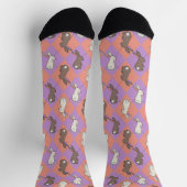 Cute Bunny Rabbit Pink and Purple Pastel Argyle ソックス (上部)