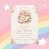 Cute Bunny Rabbit Pink Blush Baby Shower 招待状