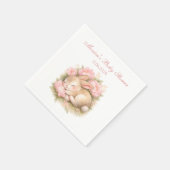 Cute Bunny Rabbit Pink Blush Peony Baby Shower スタンダードカクテルナプキン (角)