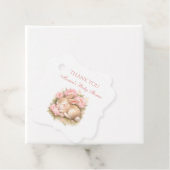 Cute Bunny Rabbit Pink Blush Peony Baby Shower フェイバータグ (インサイチュ)