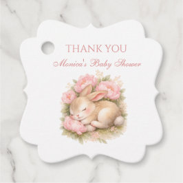 Cute Bunny Rabbit Pink Blush Peony Baby Shower フェイバータグ