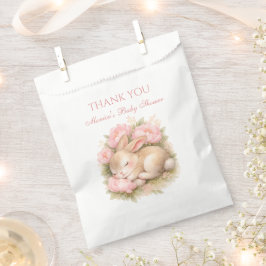 Cute Bunny Rabbit Pink Blush Peony Baby Shower フェイバーバッグ