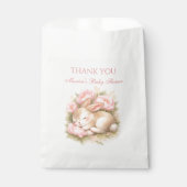 Cute Bunny Rabbit Pink Blush Peony Baby Shower フェイバーバッグ (正面)