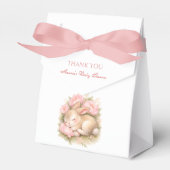 Cute Bunny Rabbit Pink Blush Peony Baby Shower フェイバーボックス (正面サイド)
