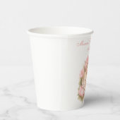 Cute Bunny Rabbit Pink Blush Peony Baby Shower 紙コップ (右)