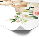 Cute Bunny, Rabbit, Pink Flowers, Girl Nursery ポスター (角)