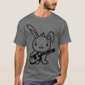 Cute Bunny Rabbit Plays Guitar Music Guitarist Fun Tシャツ (正面)