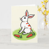 Cute Bunny Rabbit Scene Card カード (黄色い花)