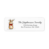 Cute Bunny Rabbit Sketch Return Address ラベル (正面)