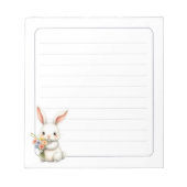 Cute Bunny Rabbit Spring Stationery Gift Lined ノートパッド (正面)