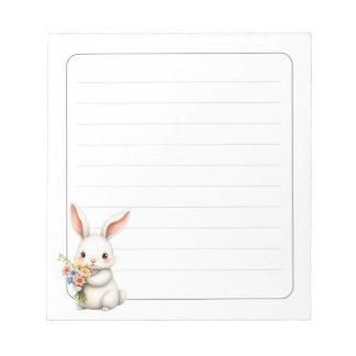 Cute Bunny Rabbit Spring Stationery Gift Lined ノートパッド