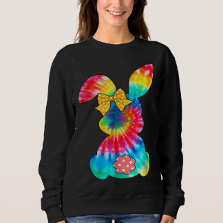 Cute Bunny Rabbit Tie Dye Bow Tie Easter Day Girls スウェットシャツ