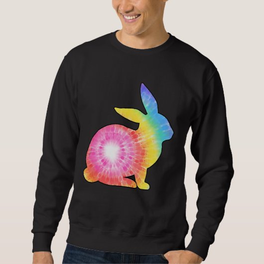 Cute Bunny Rabbit Tie Dye Bow Tie Easter Day Girls スウェットシャツ (正面)
