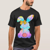 Cute Bunny Rabbit Tie Dye Bow Tie Easter Day Girls Tシャツ (正面)