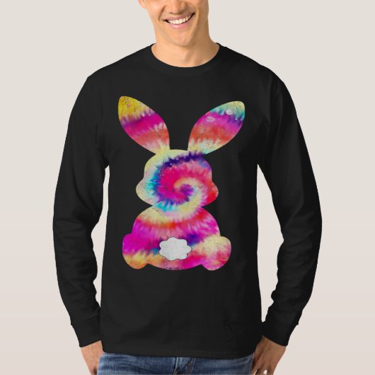 Cute Bunny Rabbit Tie Dye Bow Tie Easter Day Girls Tシャツ (正面)