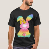 Cute Bunny Rabbit Tie Dye Bow Tie Easter Day Girls Tシャツ (正面)