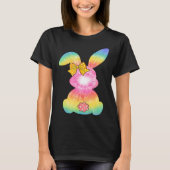 Cute Bunny Rabbit Tie Dye Bow Tie Easter Day Girls Tシャツ (正面)