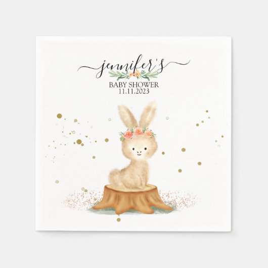 Cute Bunny Rabbit wildlife baby newborn スタンダードカクテルナプキン (正面)