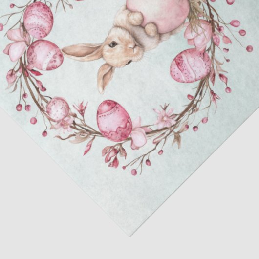 Cute Bunny Rabbit  with Pink Easter Eggs n Wreath 薄葉紙 (詳細)