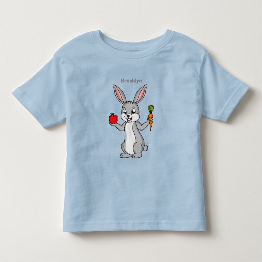 Cute bunny rabbit with vegetables cartoon トドラーTシャツ (正面)