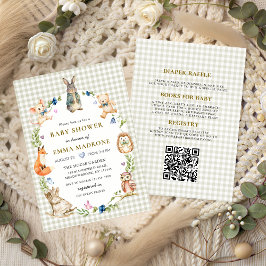 Cute Bunny Rabbit Woodland Baby Shower 招待状