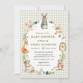 Cute Bunny Rabbit Woodland Baby Shower 招待状 (正面)