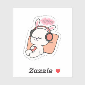 Cute Bunny “Relax” Sticker | Calm & Cozy Aesthetic シール