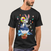 Cute Bunny Ride Shark & Easter Eggs Easter Day Kid Tシャツ (正面)