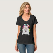 Cute Bunny Samoyed Dog Face Easter Eggs Easter Day Tシャツ (正面フル)