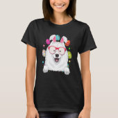 Cute Bunny Samoyed Dog Face Easter Eggs Easter Day Tシャツ (正面)