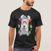 Cute Bunny Scottish Terrier Dog Face Easter Eggs E Tシャツ (正面)