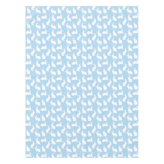 Cute Bunny Silhouettes On Blue Easter Pattern テーブルクロス (正面)