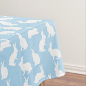 Cute Bunny Silhouettes On Blue Easter Pattern テーブルクロス (インサイチュ)