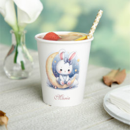 cute bunny sitting on the moon  紙コップ