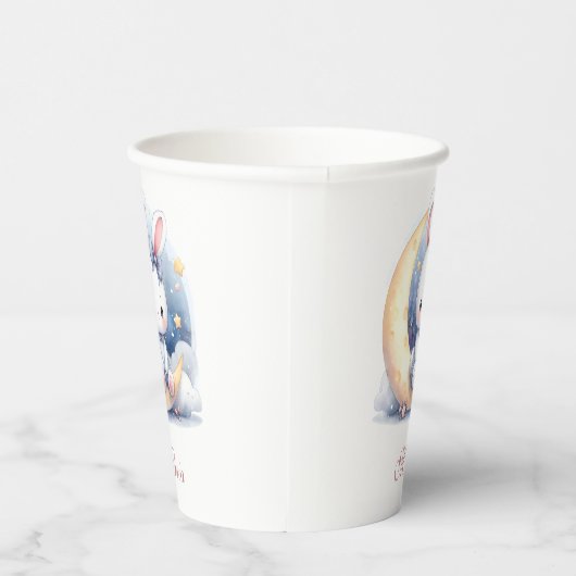 cute bunny sitting on the moon  紙コップ (右)