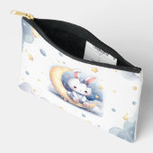 Cute bunny sitting on the moon pencil case アクセサリーポーチ (見開き)
